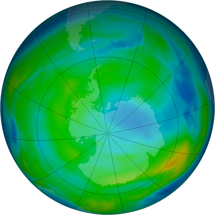 Antarctic ozone map for 30 June 2008